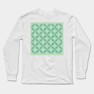 Green Mid Century Geometrical  Modern Stars Long Sleeve T-Shirt